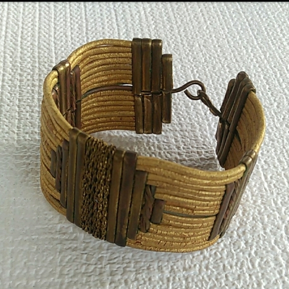 ❌️SOLD❌️ VINTAGE Boho Gold Gilt MultiCord MixedMetal Parure - Picture 12 of 16